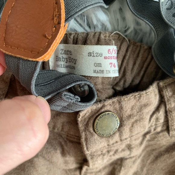 Zara baby boy suspenders 6 to 9 mths with button down shirt - Picture 3 of 5